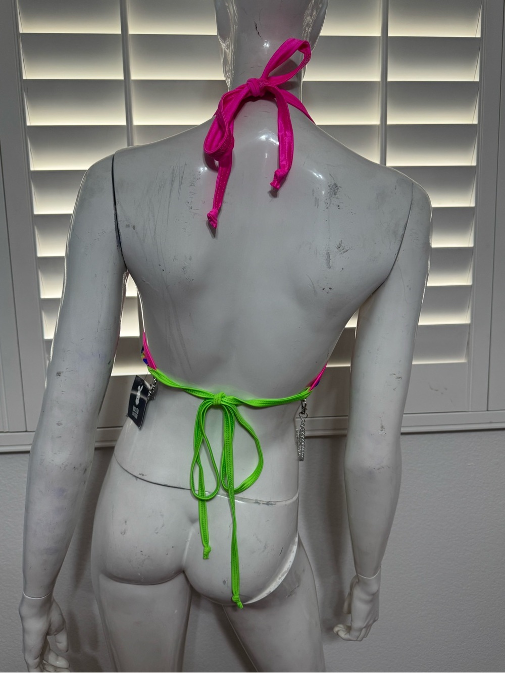 New 3x neon pink psychedelic halter top shirt festival rave raver outfit trippy - Picture 3 of 4